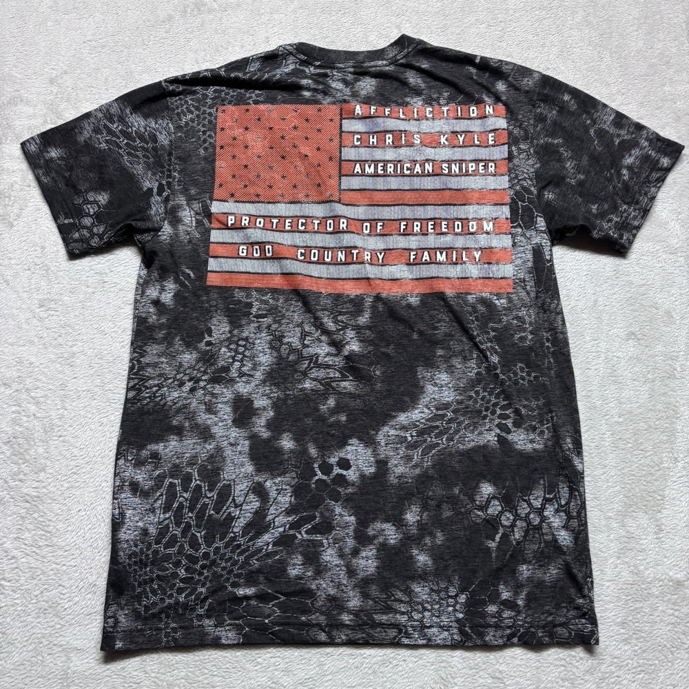 Affliction Chris Kyle Shirt Mens XL Black American Sniper USA America Flag